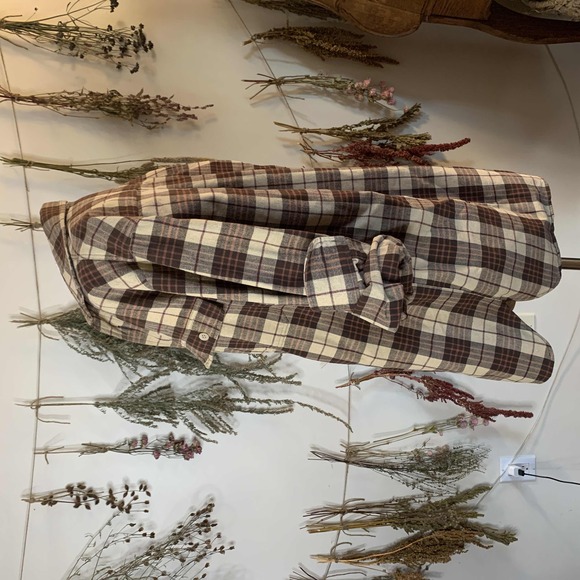 L.L.Bean Brown Plaid Flannel Button-Up Long Sleeve Shirt Cozy Large - Picture 3 of 6